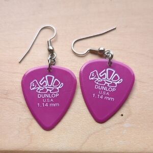 **FREE ADD ON**Dunlop Pink Guitar Pick Earrings